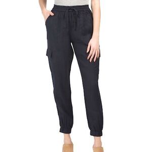 Magaschoni Linen Cargo Joggers in Anthracite size Large